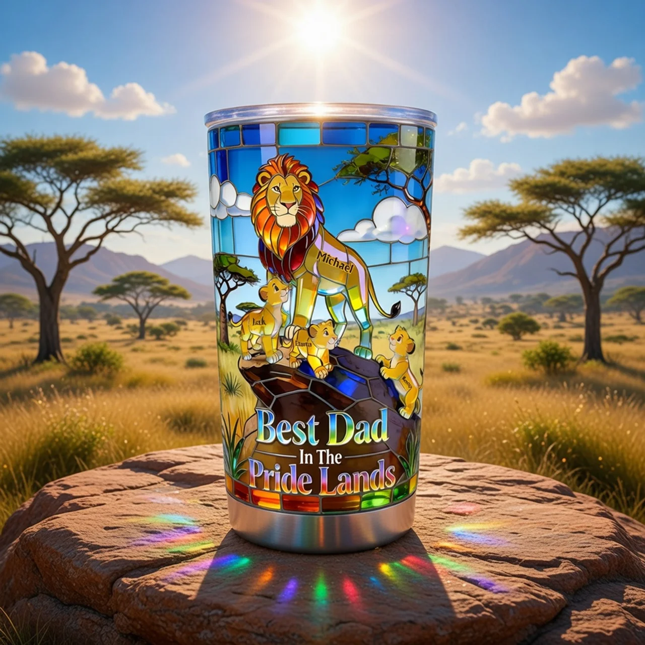 Personalized Lion Dad Tumbler Best Dad Gift for Father's Day Tumbler GradoCreations