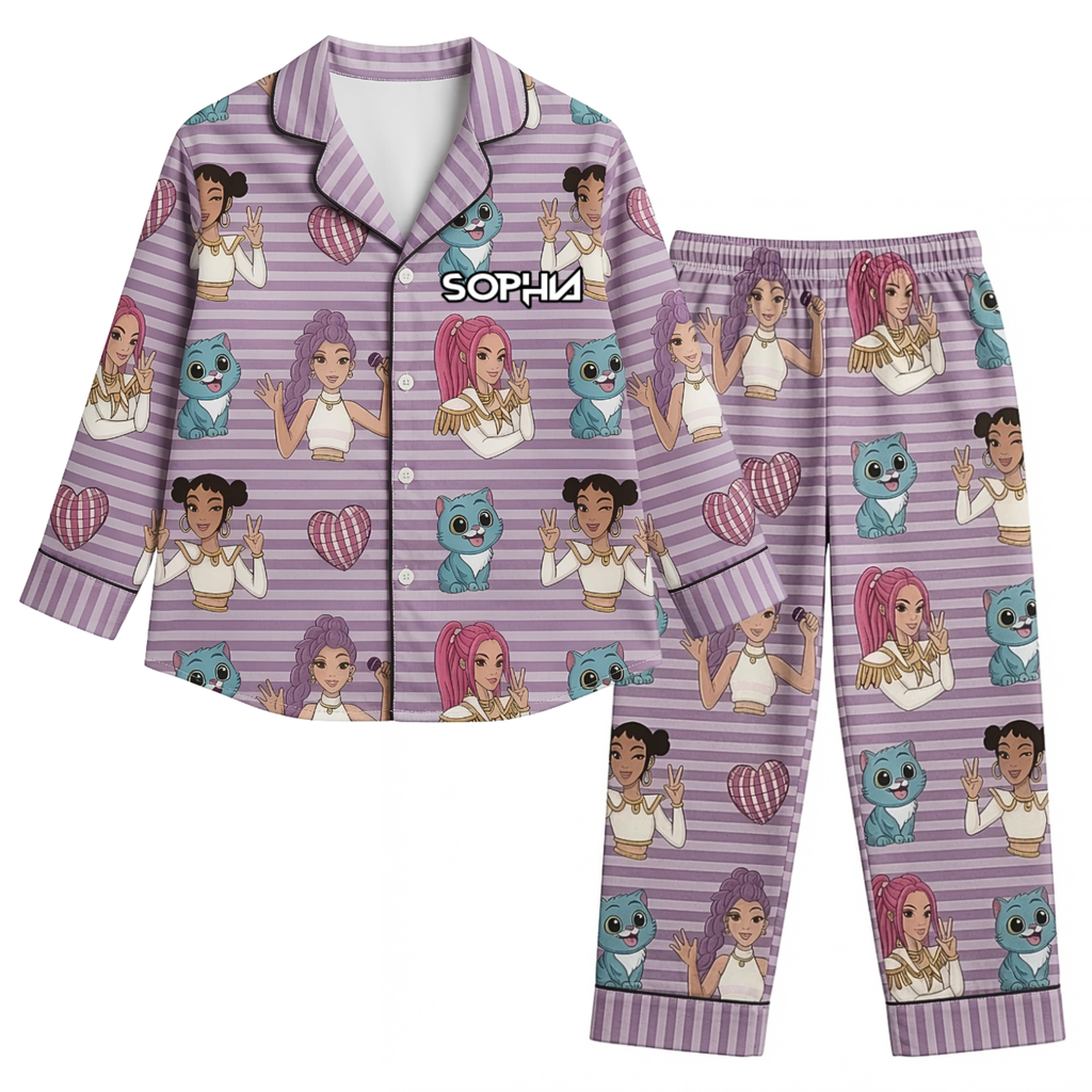 Personalized Fantasy Girl Pajama Set Custom Name for Kids Pajama Set GradoCreations