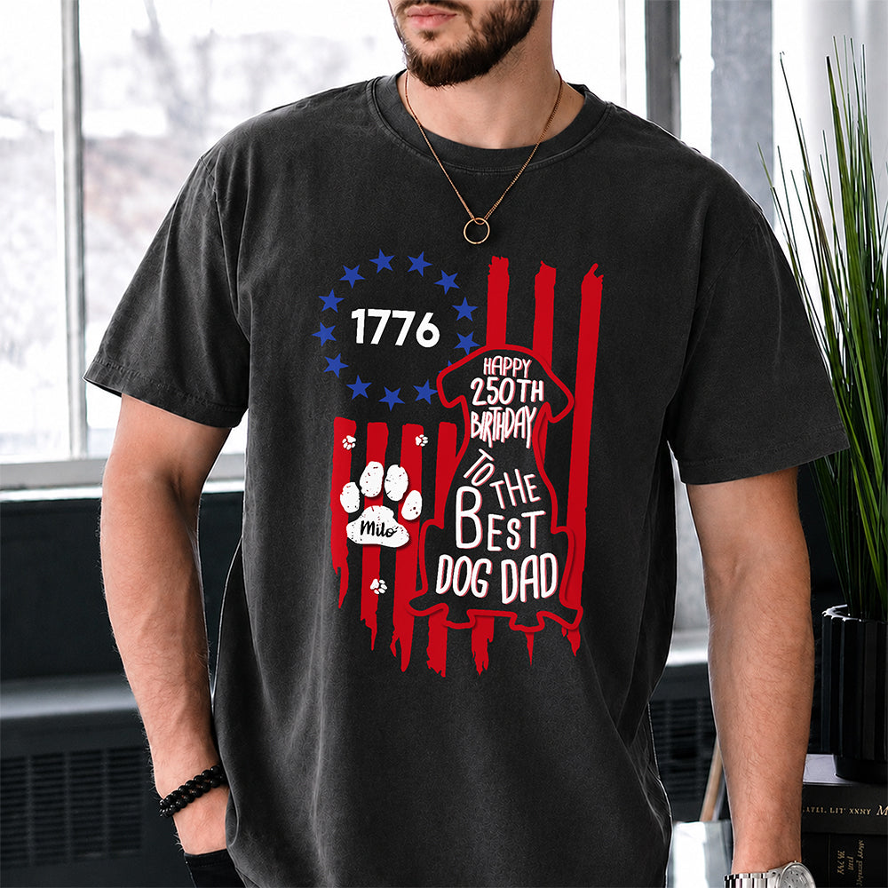Personalized Dog Dad Comfort Shirt USA Flag Gift for Father Comfort Shirt Back GradoCreations