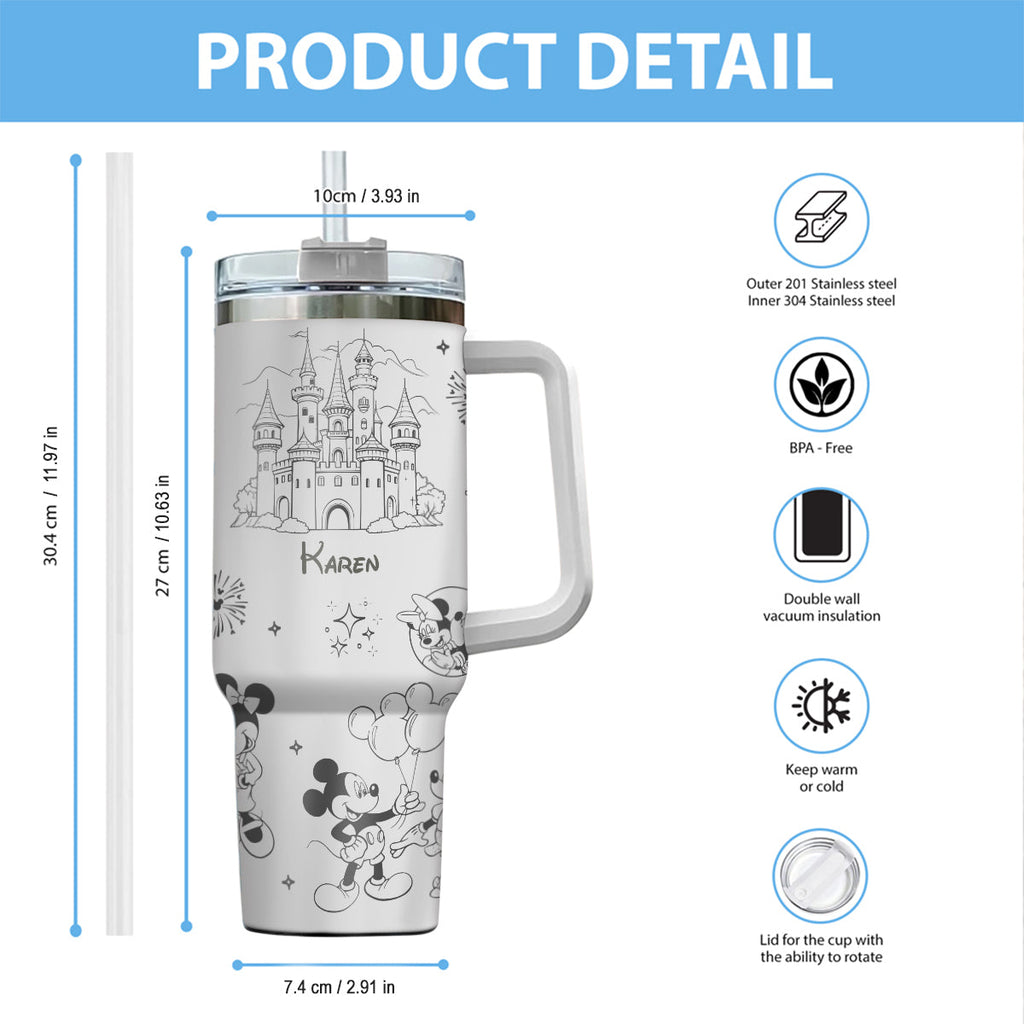 Personalized Mouse Tumbler with Handle Custom Name Gift for Kids Tumbler With Handle GradoCreations