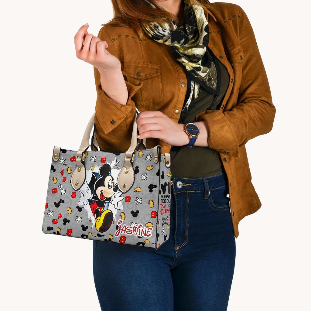 Personalized Mouse Leather Handbag Custom Name Gift for Mom Leather Handbag GradoCreations