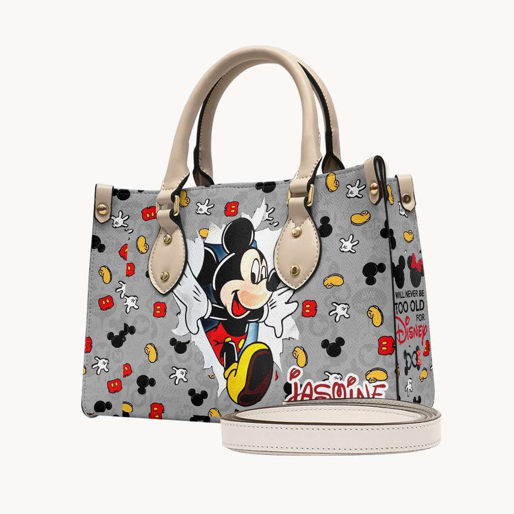 Personalized Mouse Leather Handbag Custom Name Gift for Mom Leather Handbag GradoCreations