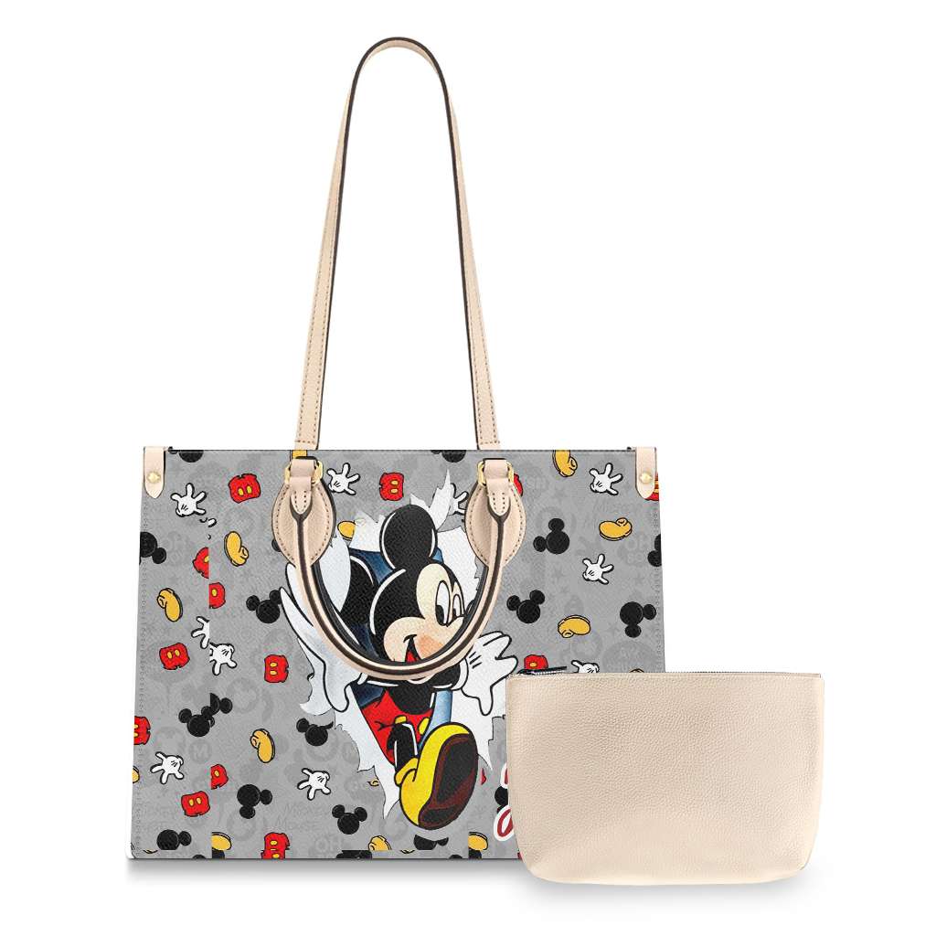 Personalized Mouse Leather Handbag Custom Name Gift for Mom Leather Handbag GradoCreations