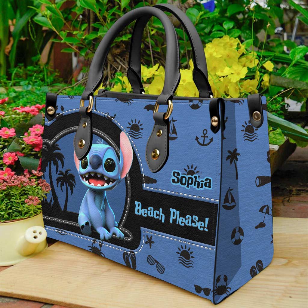 Personalized Sea Lover Leather Handbag with Name - Gift for Her Leather Handbag GradoCreations