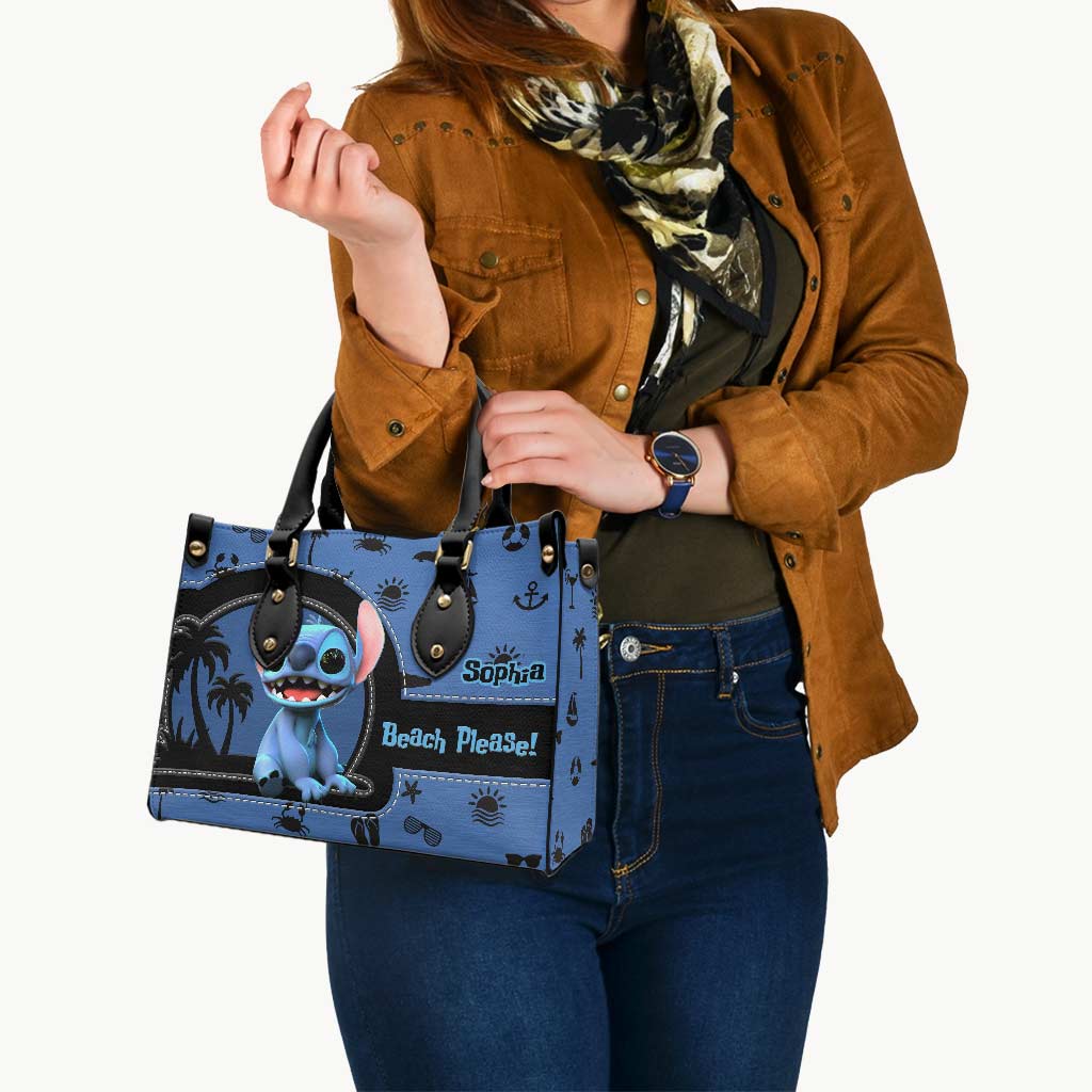 Personalized Sea Lover Leather Handbag with Name - Gift for Her Leather Handbag GradoCreations
