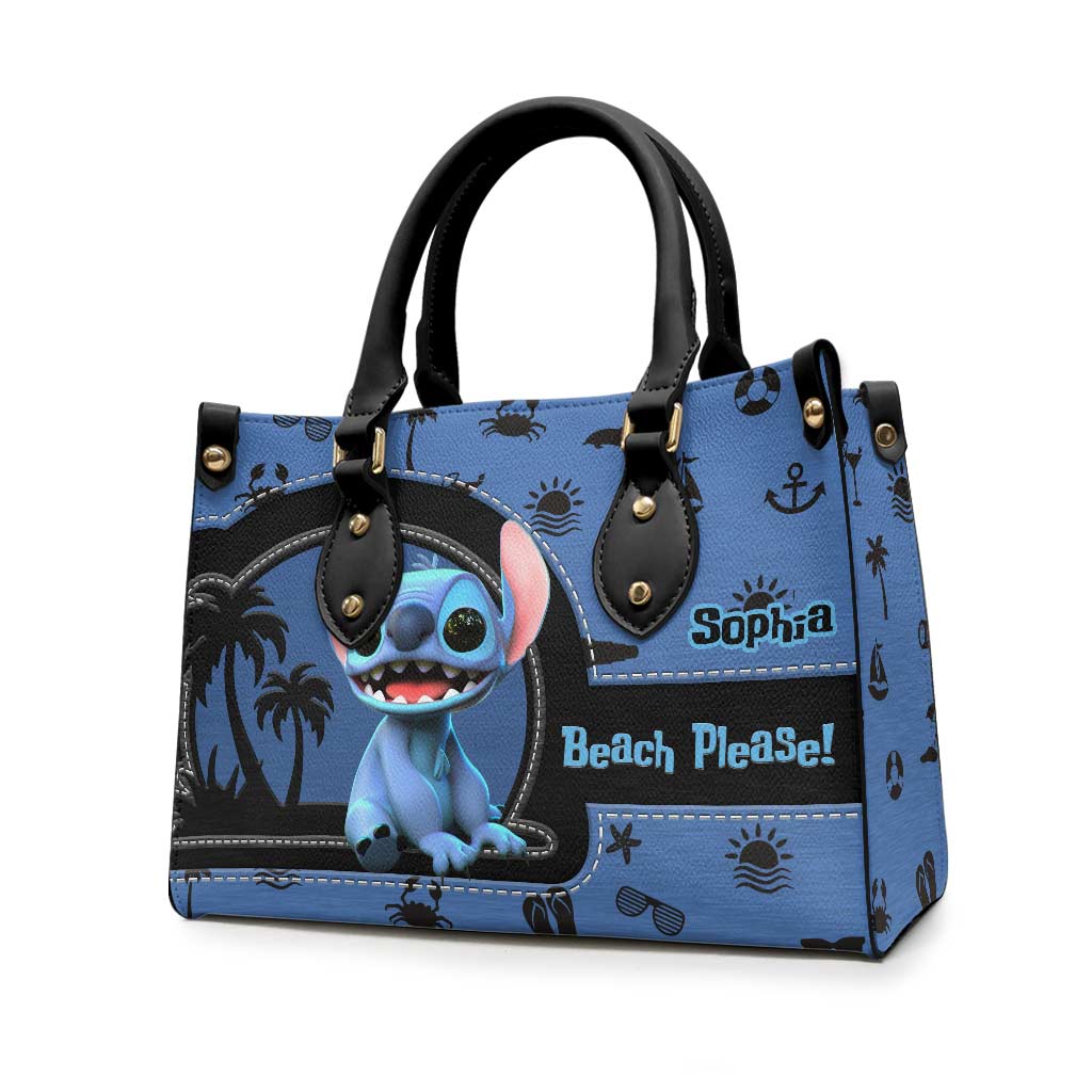 Personalized Sea Lover Leather Handbag with Name - Gift for Her Leather Handbag GradoCreations