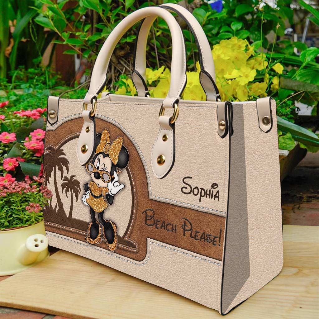 Personalized Leather Handbag for Sea Lovers | Custom Name Gift Leather Handbag GradoCreations