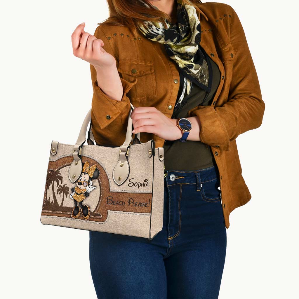 Personalized Leather Handbag for Sea Lovers | Custom Name Gift Leather Handbag GradoCreations