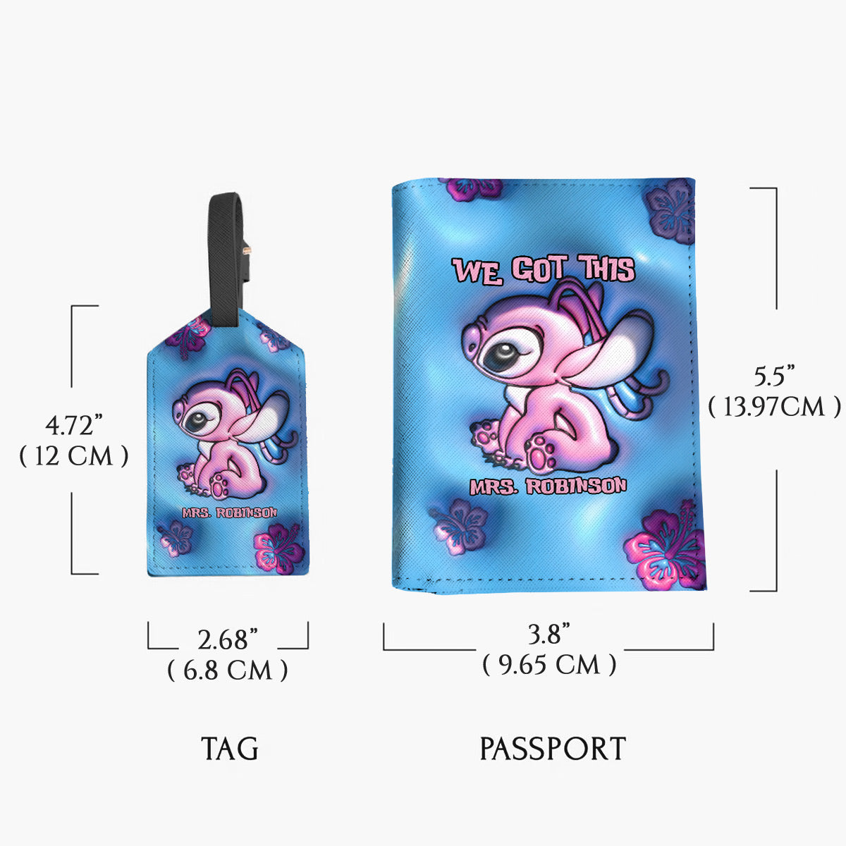 Personalized Leather Luggage Tag & Passport Holder Gift for Mrs Leather Luggage Tag & Passport Holder GradoCreations