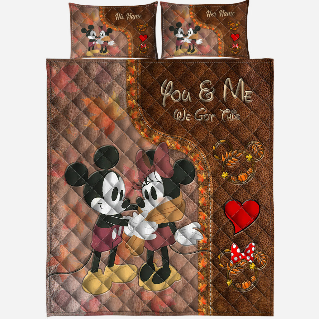 Personalized Mouse Quilt Set Custom Name Fall Gift for Couples Quilt Set GradoCreations
