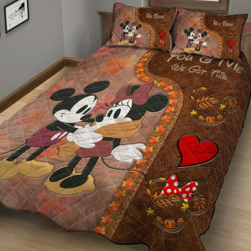 Personalized Mouse Quilt Set Custom Name Fall Gift for Couples Quilt Set GradoCreations