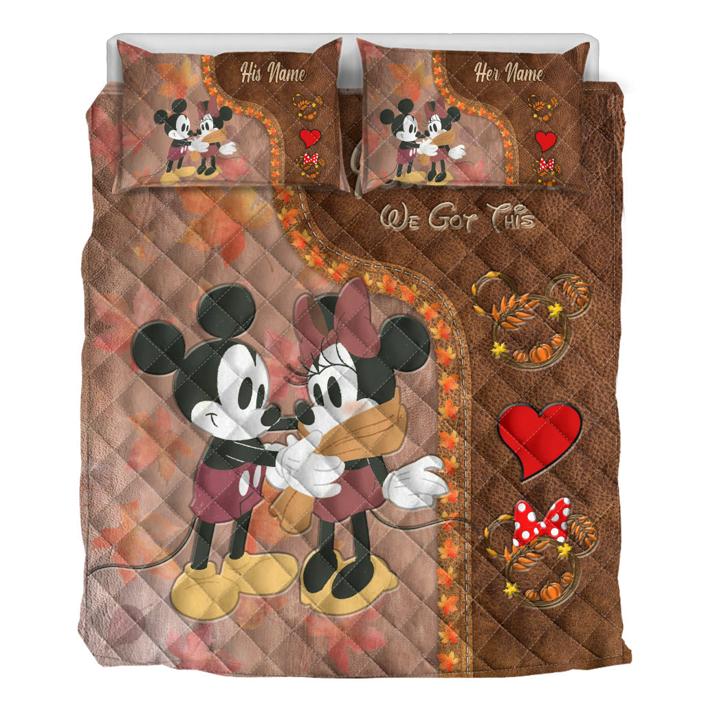 Personalized Mouse Quilt Set Custom Name Fall Gift for Couples Quilt Set GradoCreations