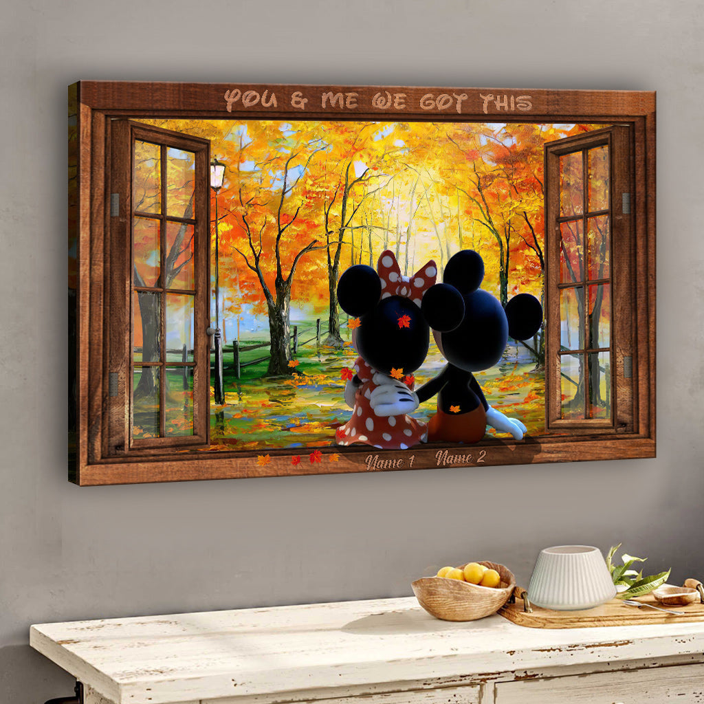 Personalized Mickey Mouse Canvas Art Custom Names Gift for Couples Canvas and Poster GradoCreations