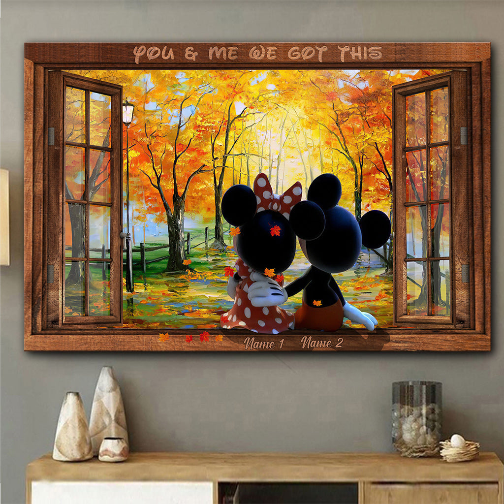 Personalized Mickey Mouse Canvas Art Custom Names Gift for Couples Canvas and Poster GradoCreations
