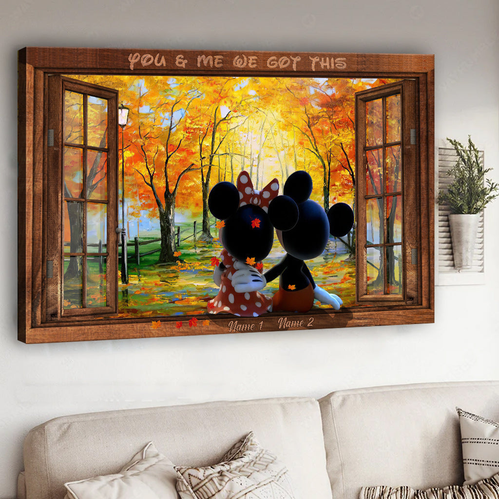 Personalized Mickey Mouse Canvas Art Custom Names Gift for Couples Canvas and Poster GradoCreations