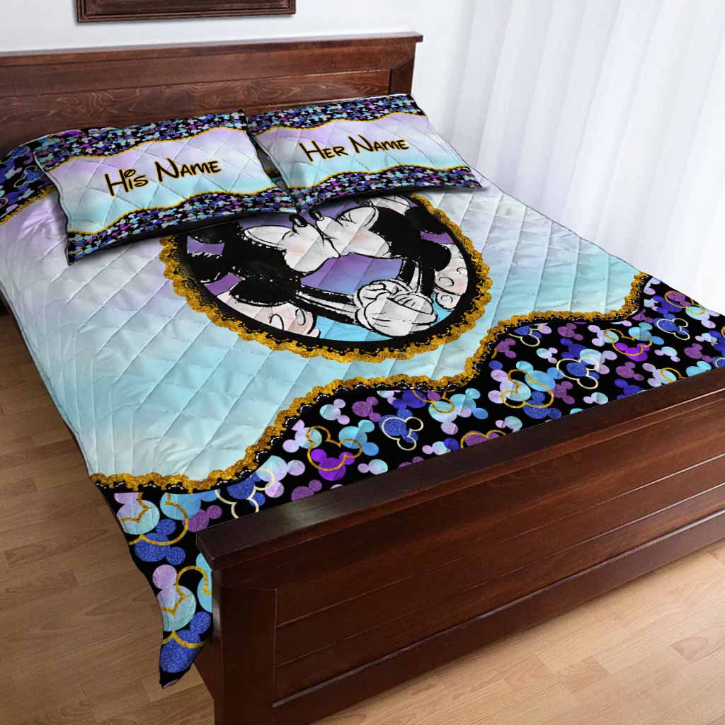 Personalized Mouse Quilt Set Custom Names Gift for Couples Quilt Set GradoCreations