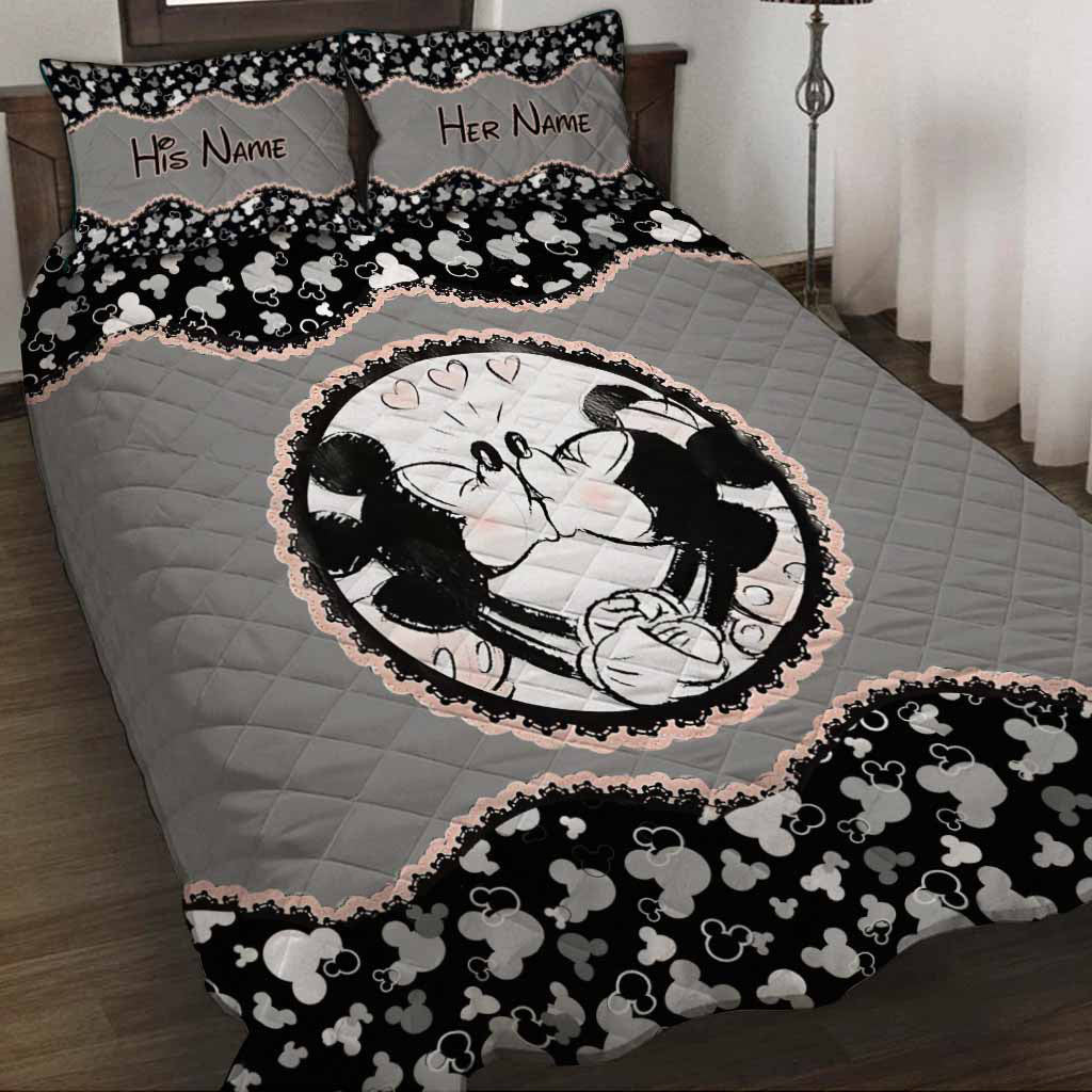 Personalized Mouse Ears Quilt Set Custom Couple Gift Quilt Set GradoCreations