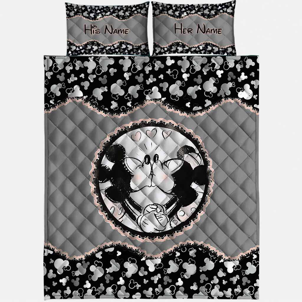 Personalized Mouse Ears Quilt Set Custom Couple Gift Quilt Set GradoCreations