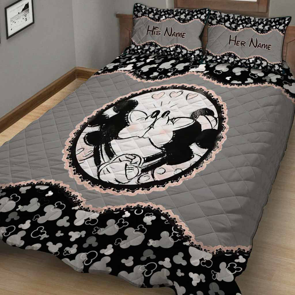 Personalized Mouse Ears Quilt Set Custom Couple Gift Quilt Set GradoCreations