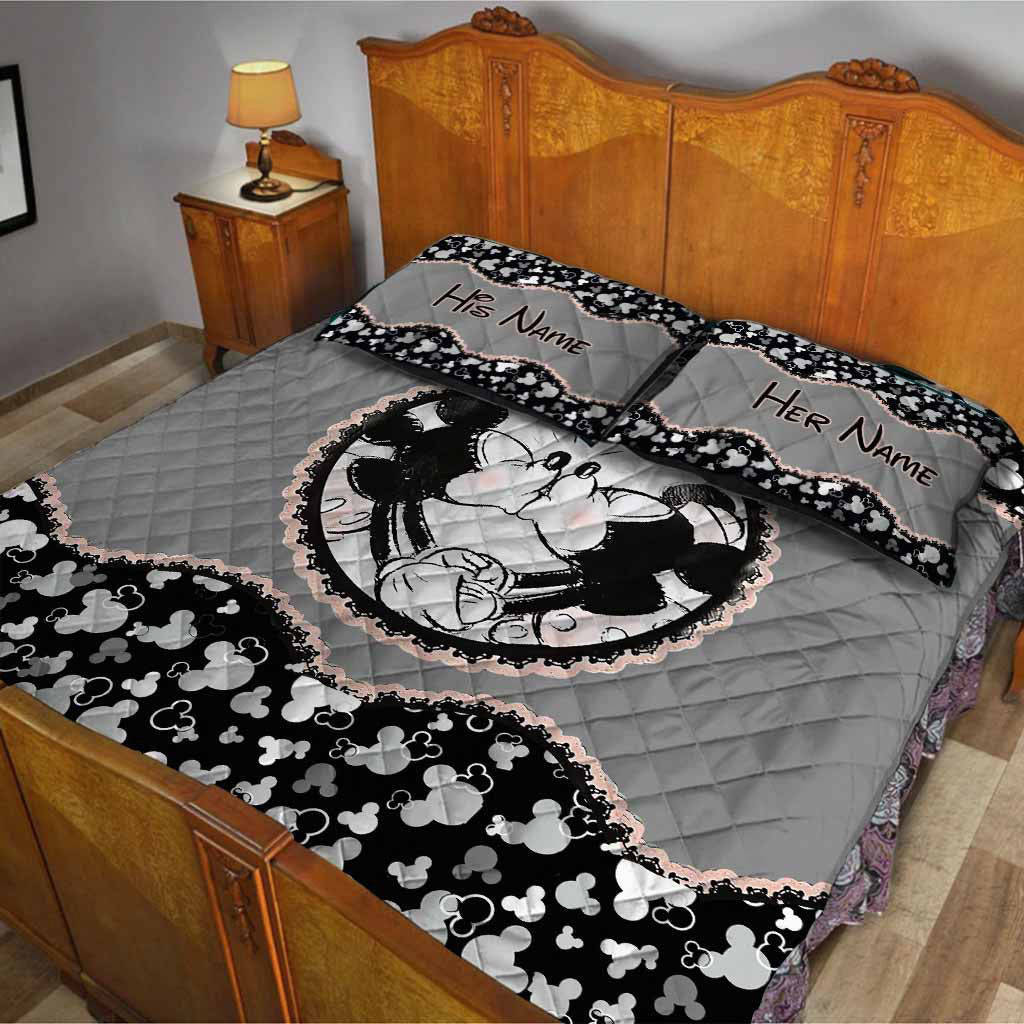 Personalized Mouse Ears Quilt Set Custom Couple Gift Quilt Set GradoCreations
