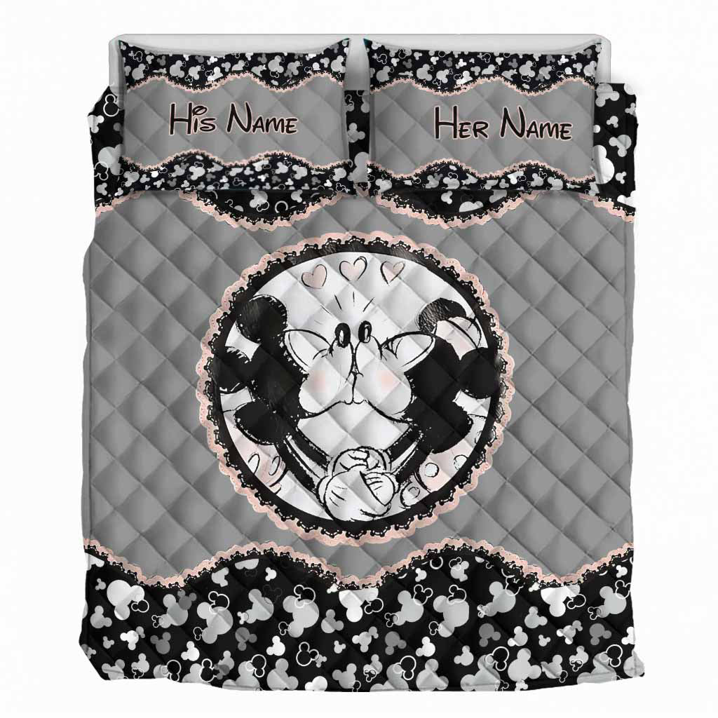 Personalized Mouse Ears Quilt Set Custom Couple Gift Quilt Set GradoCreations