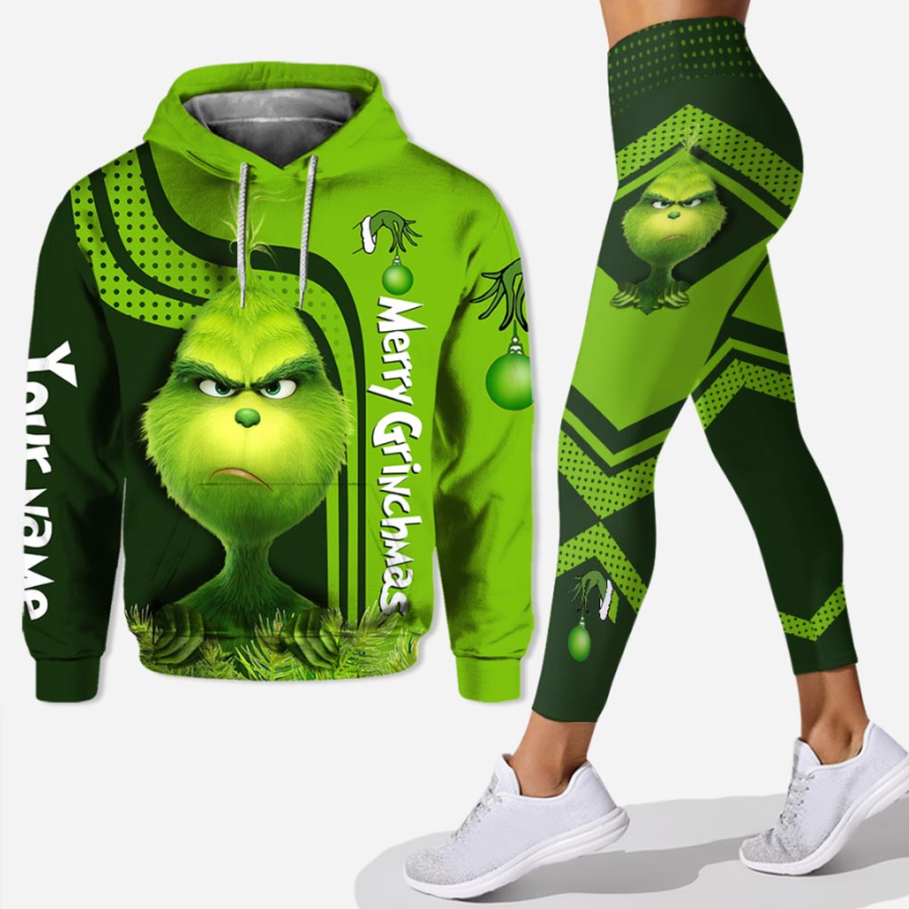 Personalized Grinch Hoodie and Leggings Custom Name Christmas Gift Hoodie & Leggings GradoCreations