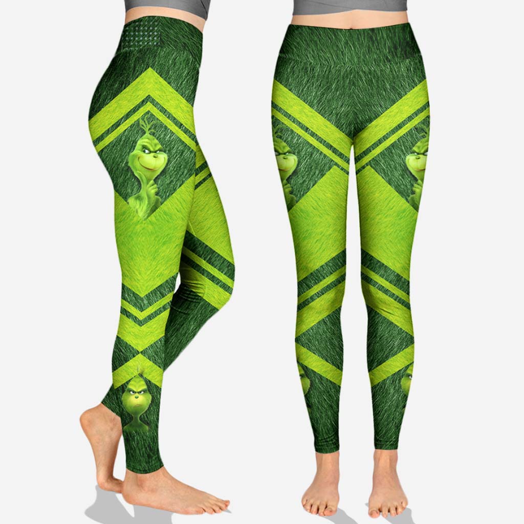 Personalized Grinch Hoodie and Leggings Set for Birthdays & Christmas Hoodie & Leggings GradoCreations