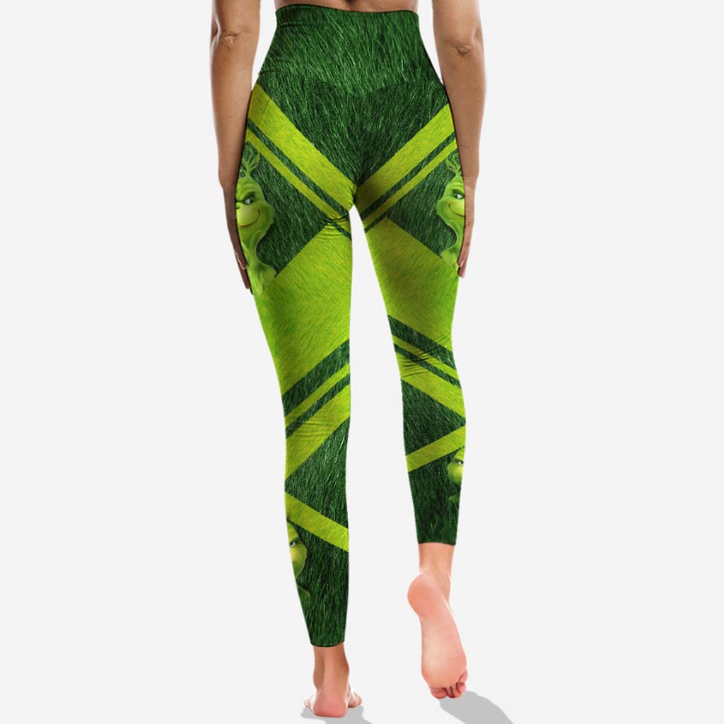 Personalized Grinch Hoodie and Leggings Set for Birthdays & Christmas Hoodie & Leggings GradoCreations
