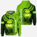Personalized Grinch Hoodie Custom Name Holiday T-Shirt Gift All Over Shirt GradoCreations