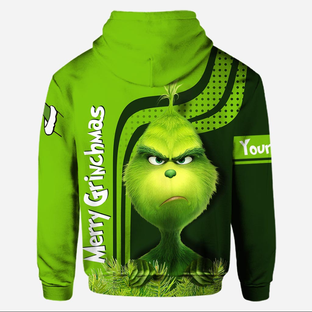 Personalized Grinch Hoodie Custom Name Holiday T-Shirt Gift All Over Shirt GradoCreations