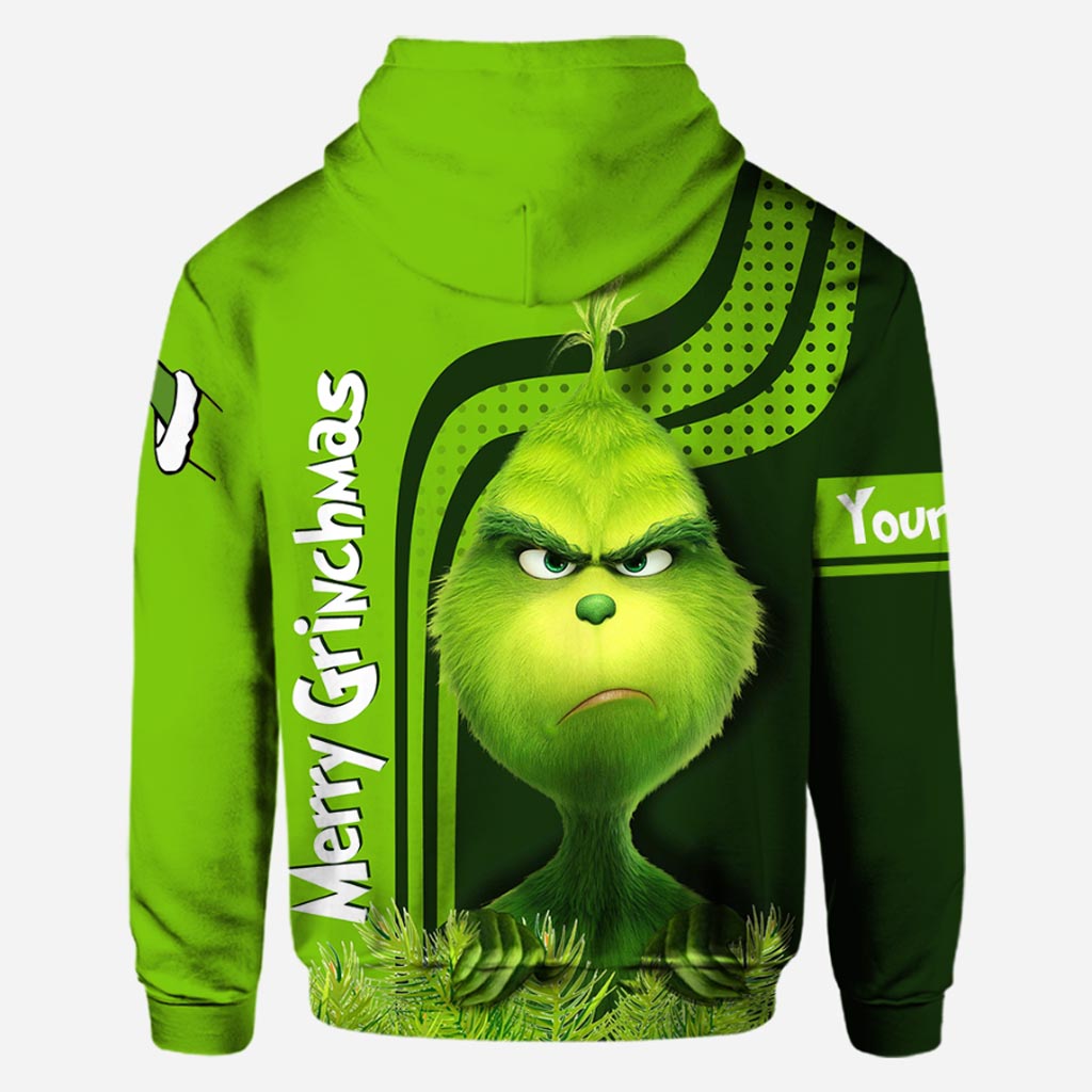 Personalized Grinch Hoodie Custom Name Holiday T-Shirt Gift All Over Shirt GradoCreations