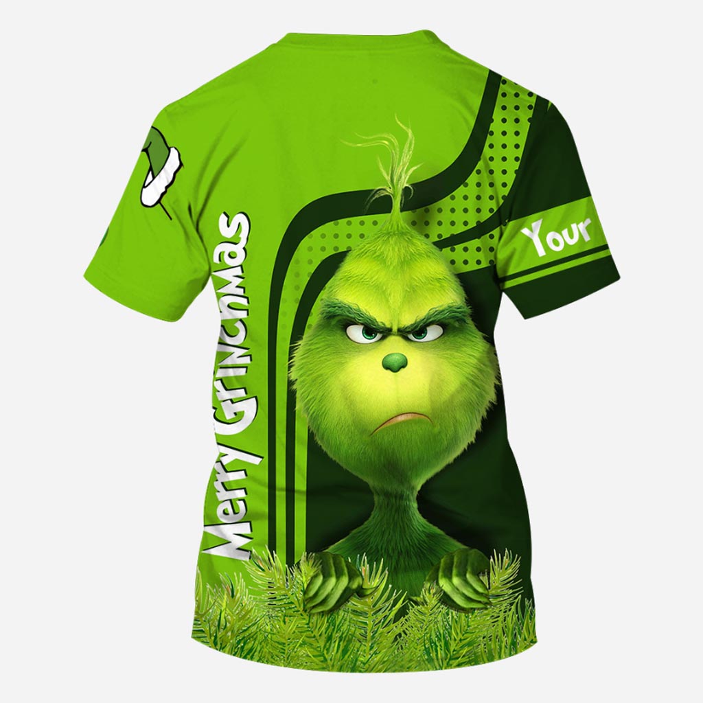 Personalized Grinch Hoodie Custom Name Holiday T-Shirt Gift All Over Shirt GradoCreations