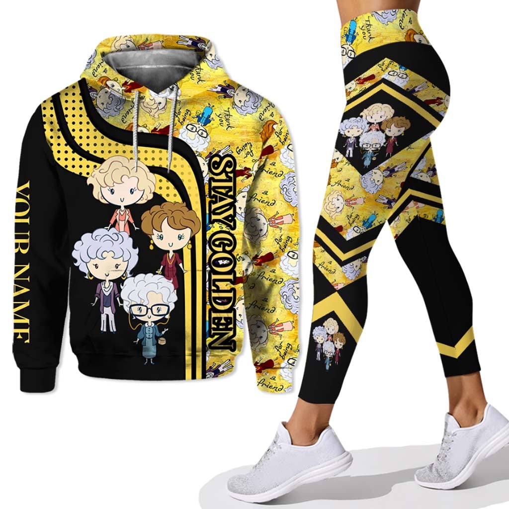 Personalized Stay Golden Hoodie and Leggings Set - Custom Name, Unique Gift for Friends Hoodie & Leggings GradoCreations