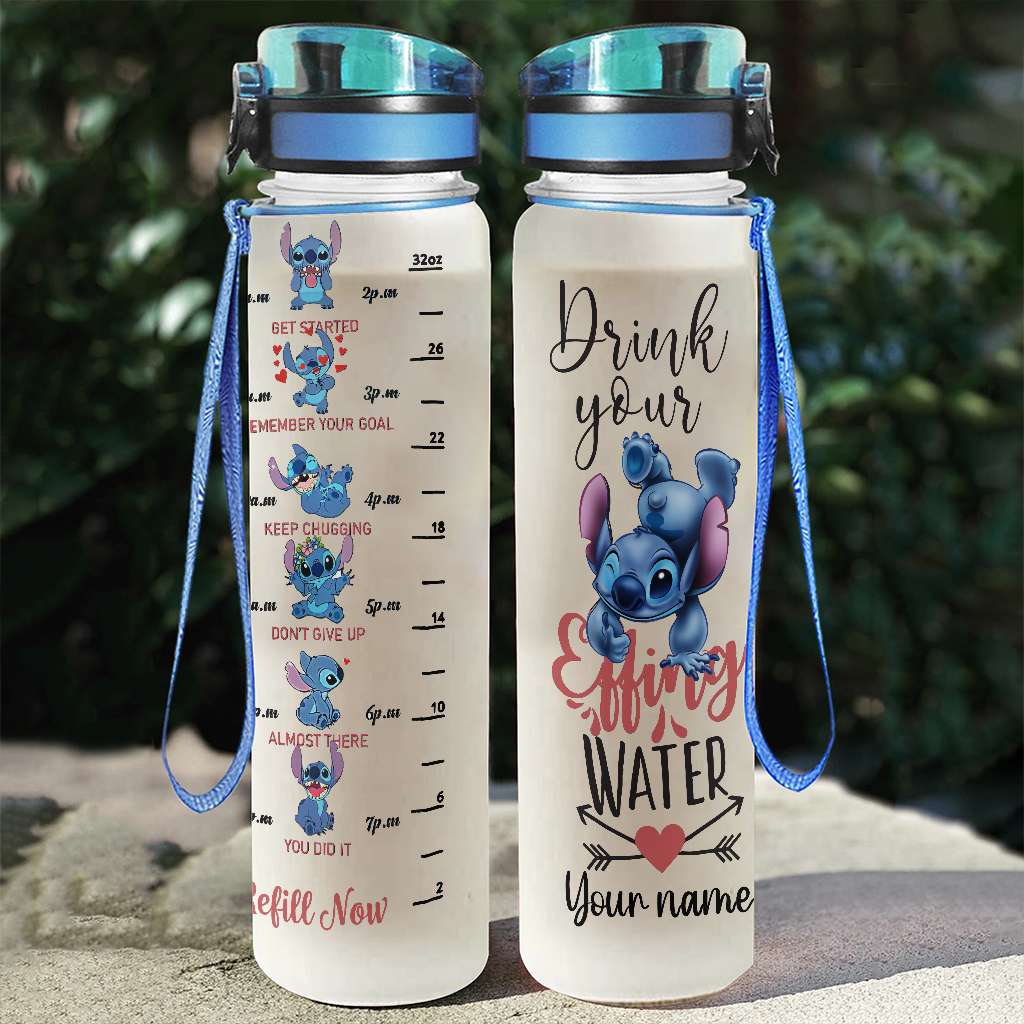 Personalized Ohana Water Tracker Bottle with Infuser for Kids Water Tracker Bottle GradoCreations