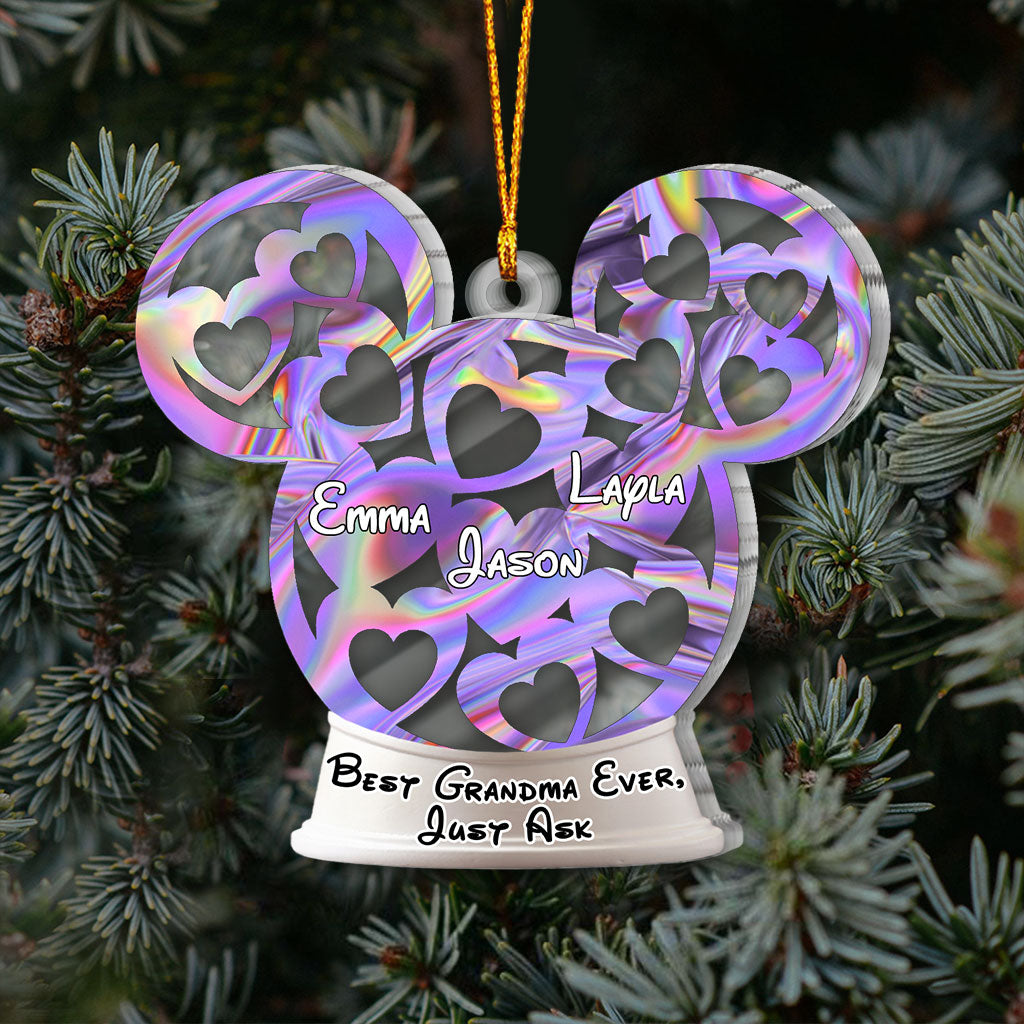 Personalized Christmas Grandma Transparent Ornament Custom Name Gift One-sided Ornament GradoCreations