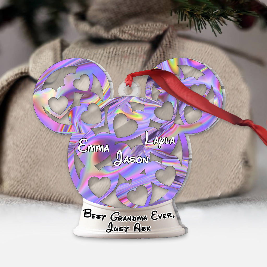 Personalized Christmas Grandma Transparent Ornament Custom Name Gift One-sided Ornament GradoCreations