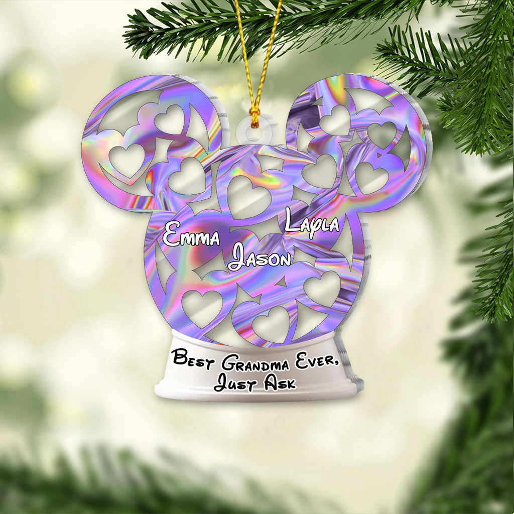 Personalized Christmas Grandma Transparent Ornament Custom Name Gift One-sided Ornament GradoCreations