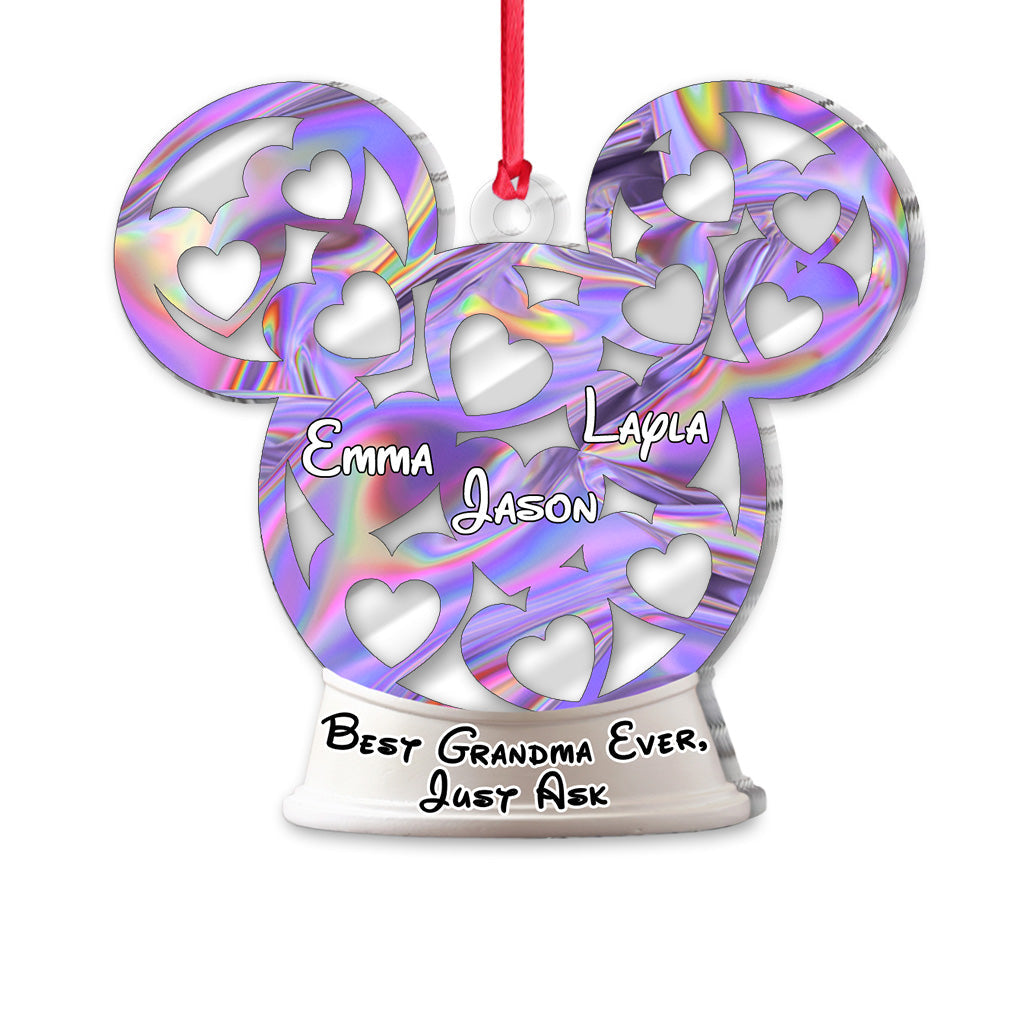 Personalized Christmas Grandma Transparent Ornament Custom Name Gift One-sided Ornament GradoCreations