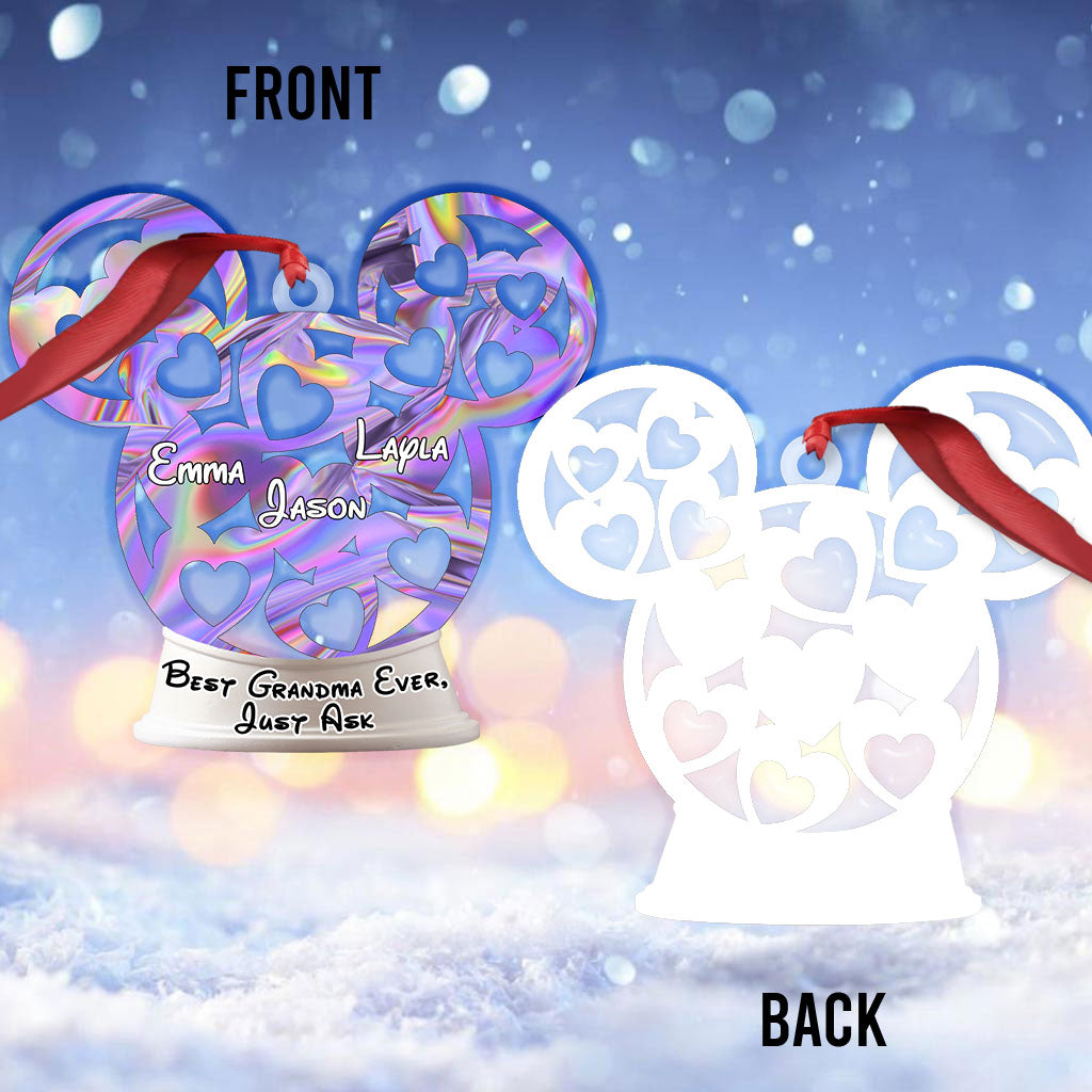 Personalized Christmas Grandma Transparent Ornament Custom Name Gift One-sided Ornament GradoCreations