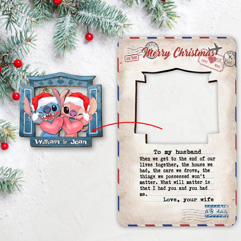 Personalized Wooden Christmas Pop Out Ornament for Couples Pop Out Ornament GradoCreations