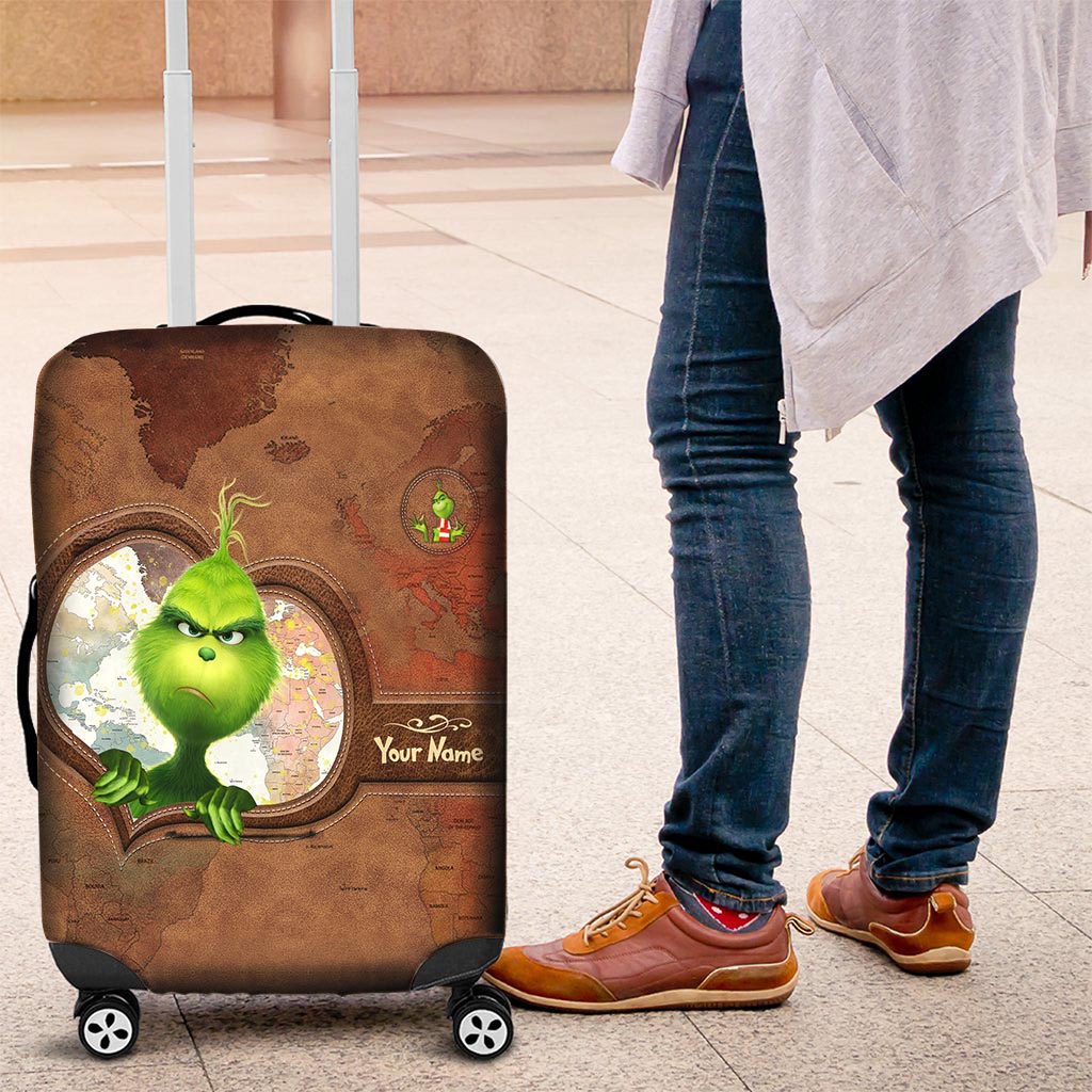 Personalized Grinch Luggage Cover Custom Name Travel Gift Luggage Cover GradoCreations