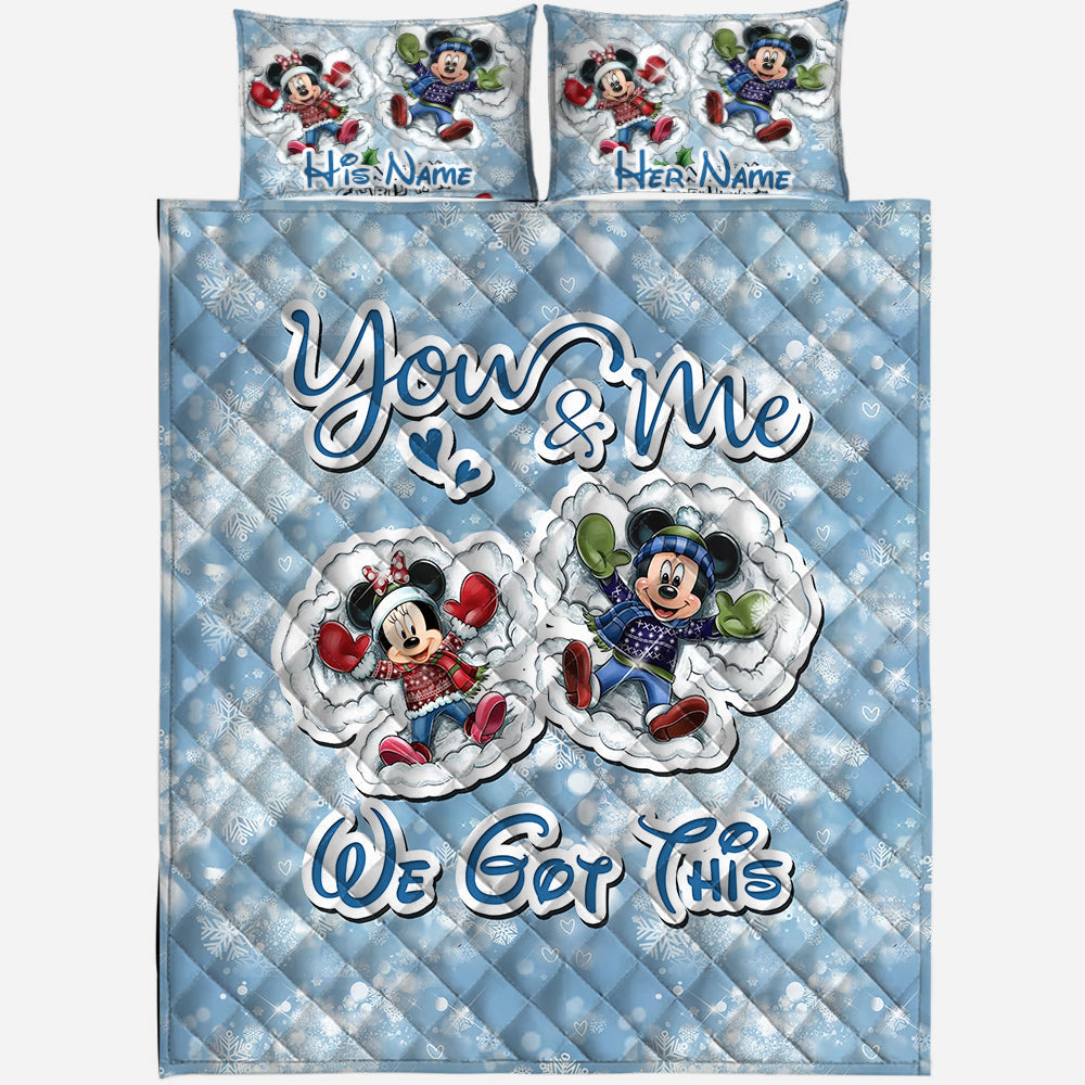 Personalized Christmas Mouse Quilt Set Custom Names Gift for Couples Quilt Set GradoCreations
