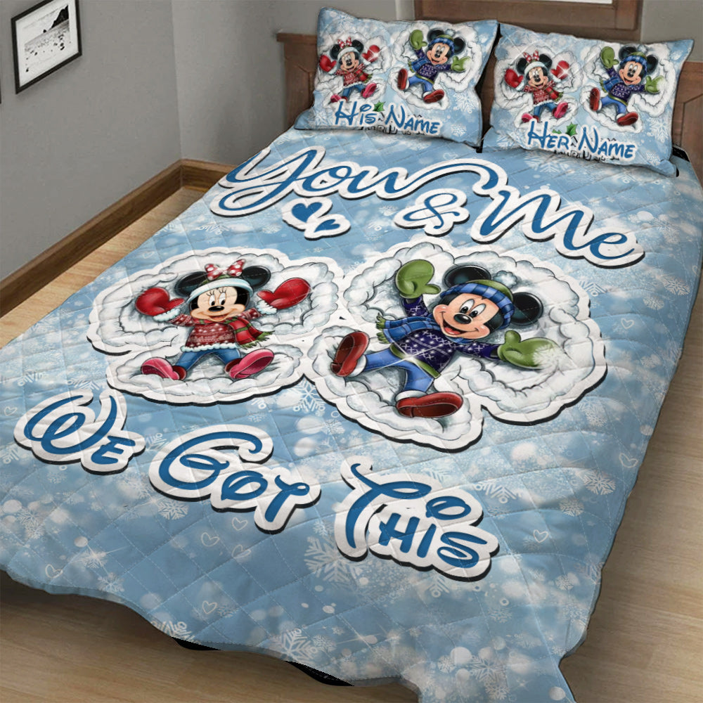 Personalized Christmas Mouse Quilt Set Custom Names Gift for Couples Quilt Set GradoCreations