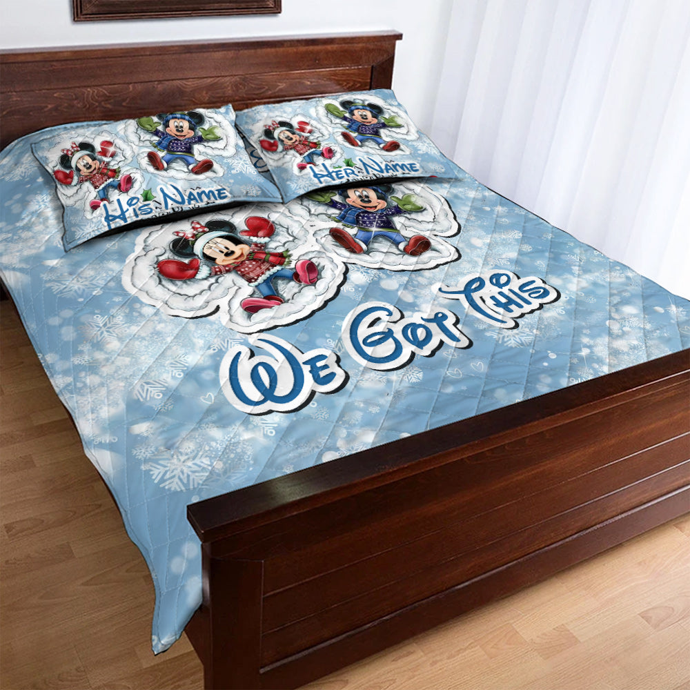Personalized Christmas Mouse Quilt Set Custom Names Gift for Couples Quilt Set GradoCreations