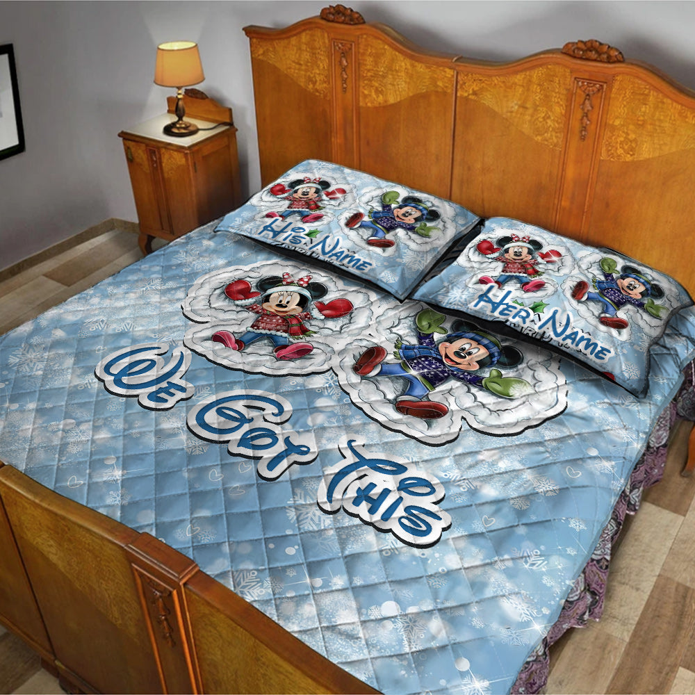 Personalized Christmas Mouse Quilt Set Custom Names Gift for Couples Quilt Set GradoCreations