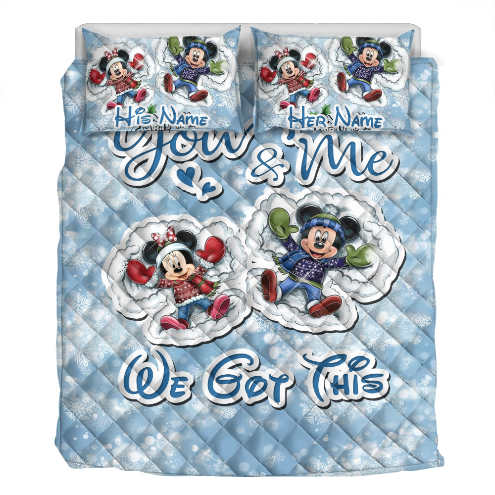 Personalized Christmas Mouse Quilt Set Custom Names Gift for Couples Quilt Set GradoCreations