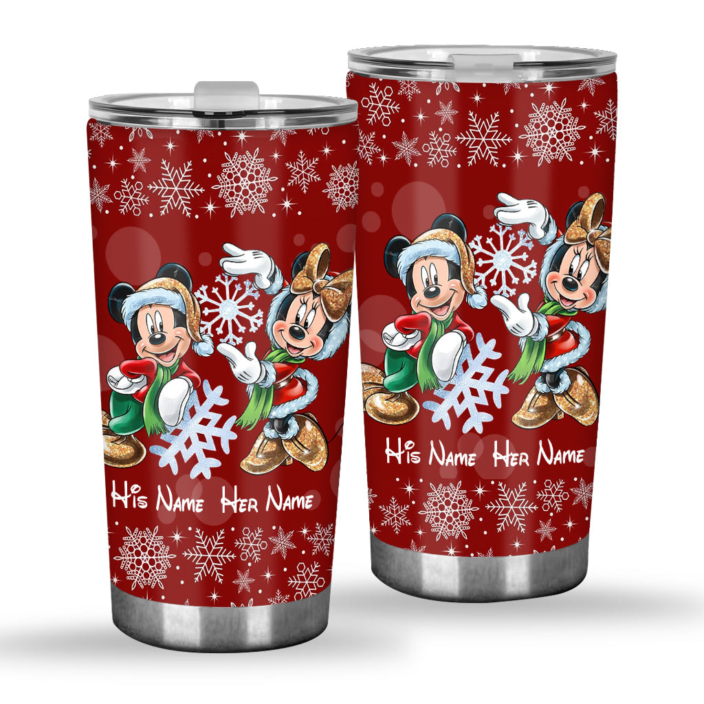 Personalized Christmas Tumbler with Snowflakes & Names for Couples Tumbler GradoCreations