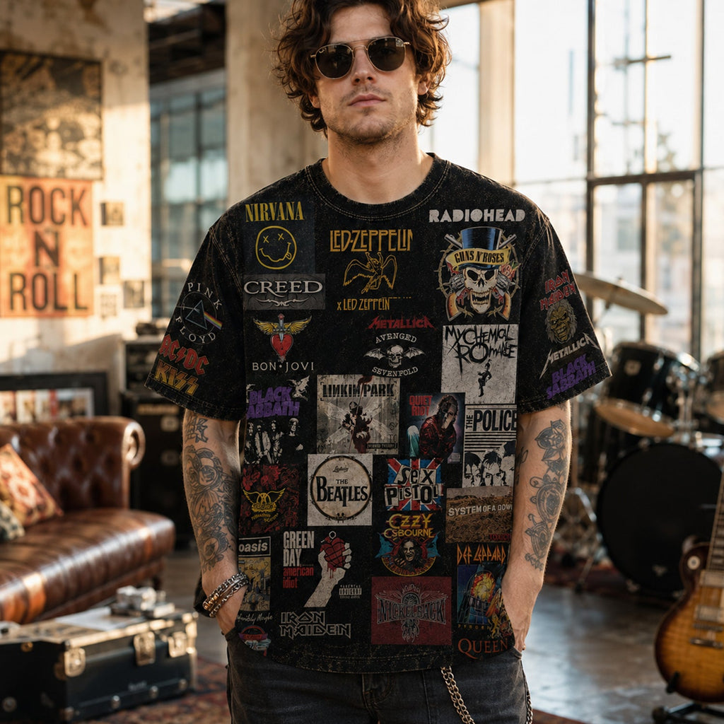 All-Over Print Classic Rock T-Shirt Gift for Music Lovers GradoCreations