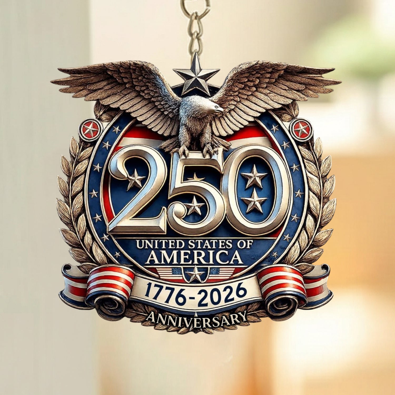 250th Anniversary USA Patriotic Acrylic Keychain Gift GradoCreations