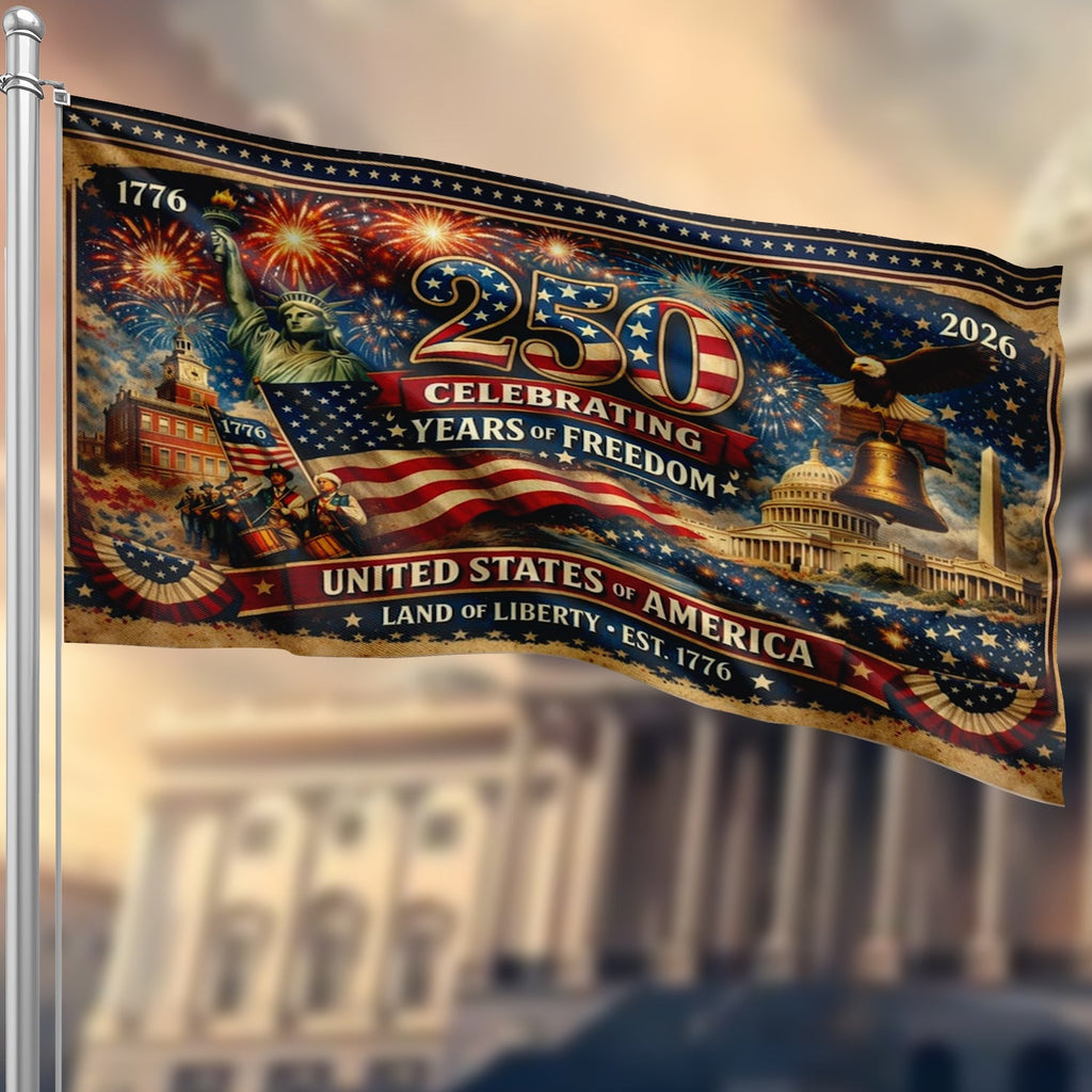 USA 250th Anniversary Flag Double-Sided Patriotic Decor GradoCreations